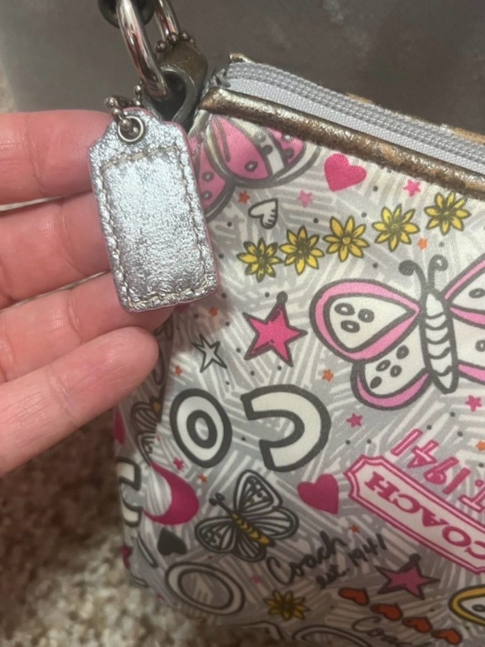 COACH Poppy Butterfly Graffiti Print Butterfly Nylon Mini Shoulder Bag NWOT - Picture 8 of 16